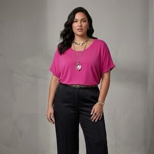 Soyaconcept Pink Oversized Scoop Neck Top | Size XL